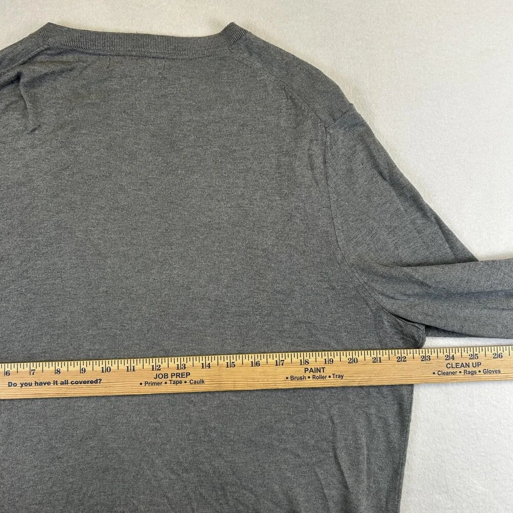 Banana Republic Sweater Mens Large Gray Silk Cotton Cashmere V Neck Pullover